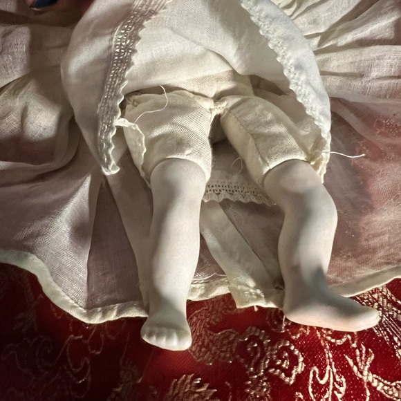 Antique original baby doll 1920s German bisque porcelain/ fabric 12”x5” Japan - Picture 2 of 8
